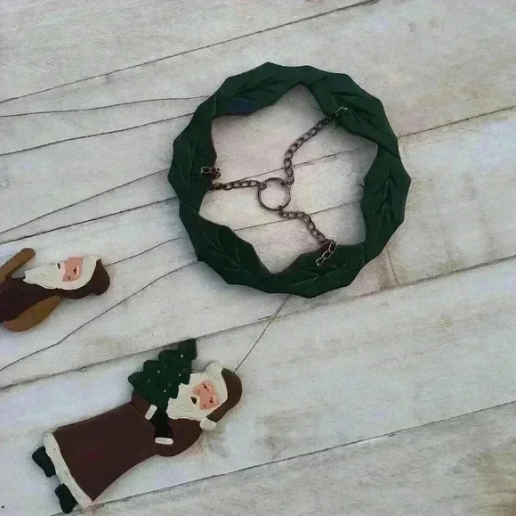 Vintage Wooden Christmas Windchimes Santa Clause Christmas Decor Fabri-Centers - Picture 2 of 9